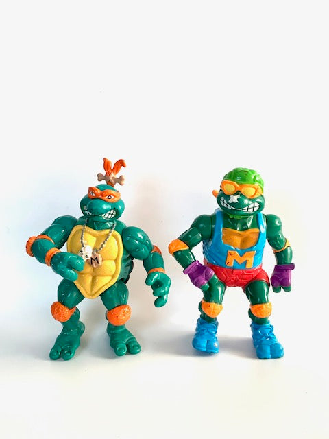 TMNT Vintage Teenage Mutant Ninja Turtle 1990 Toy Lot of TWO