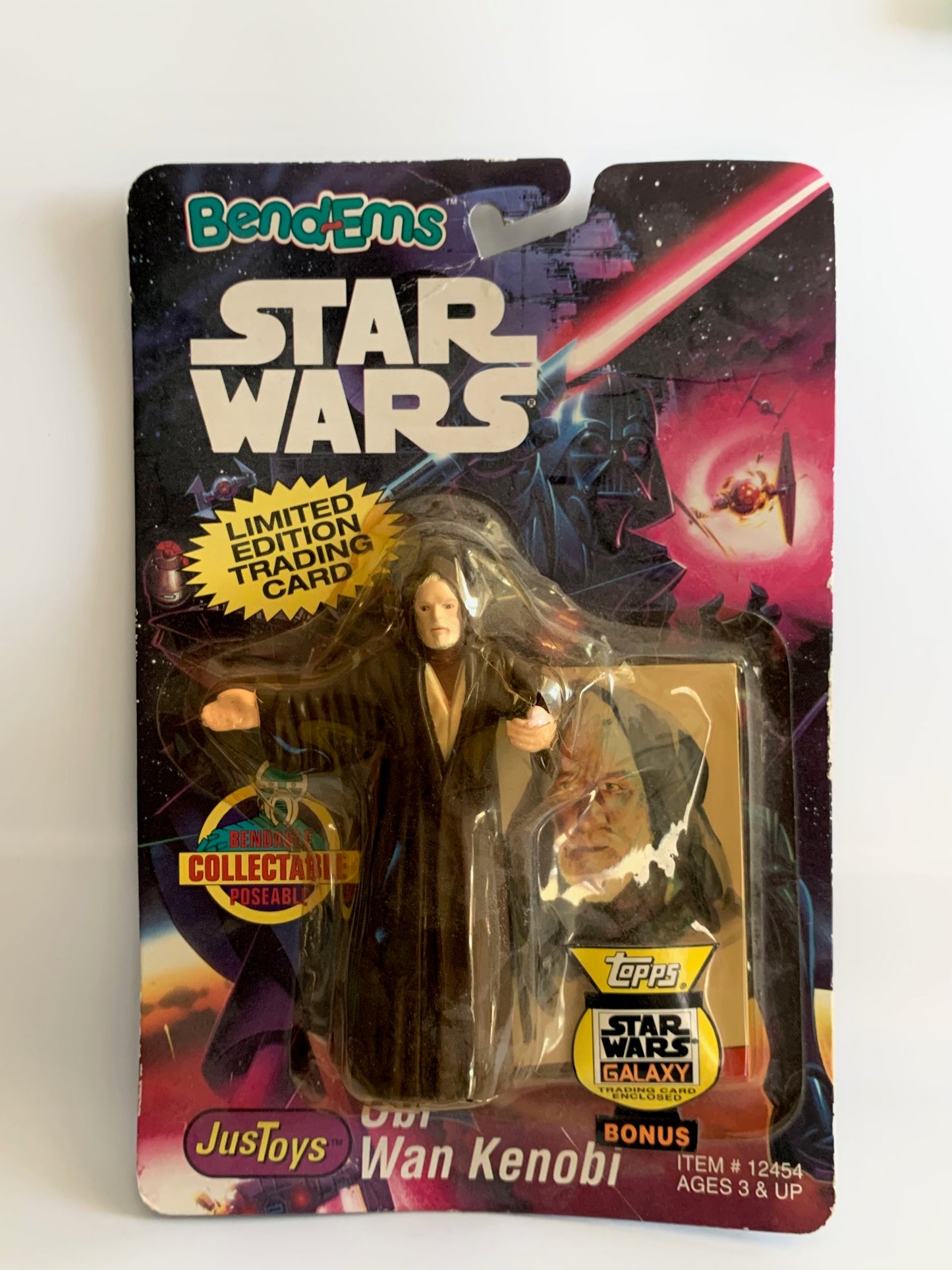 Obi Won Kenobi 1993 Bend-Ems Bendable Figure with TOPPS COLLECTIBLE CARD by JUSTOYS